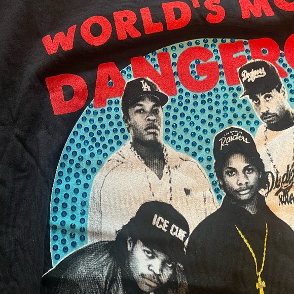 NWA Worlds Most Dangerous Black Rhinestone Tee - Picture 5 of 9